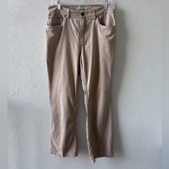 L.L. Bean Denim - L‎ L Bean Classic Fit Straight Leg Tan Jeans Women Size 12 Casual School Stretch